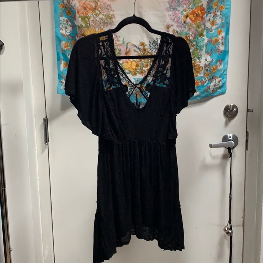 Black lace Free People long top/mini dress
